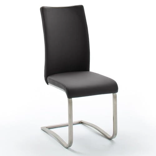 Null Raburg 2er-Set Esszimmerstuhl ARCO In SCHWARZ, Echtleder, Gestell SILBER – Bild 7