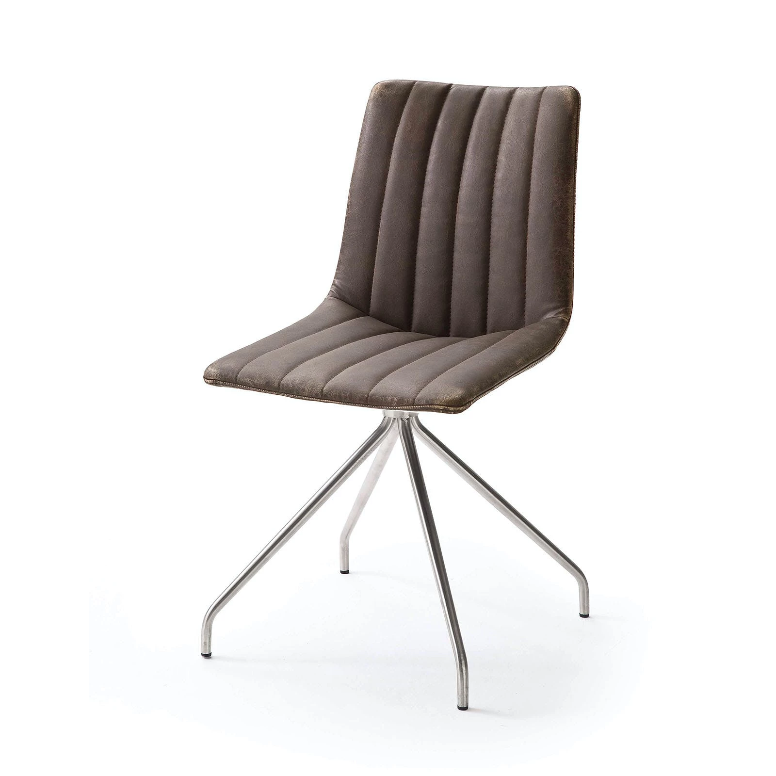 Null Stuhl Alessia G Vintage Braun Im 2er Set Stativgestell Rund Anthrazit – Bild 4