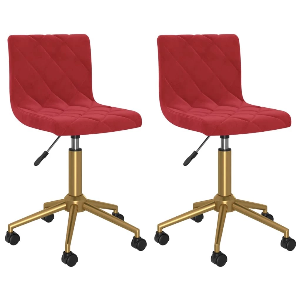 Null VidaXL Esszimmerstühle 2 Stk. Drehbar Weinrot Samt – Bild 2