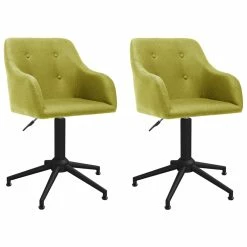 Null VidaXL Esszimmerstühle 2 Stk. Drehbar Grün Stoff