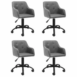 Null VidaXL Esszimmerstühle 4 Stk. Drehbar Hellgrau Stoff