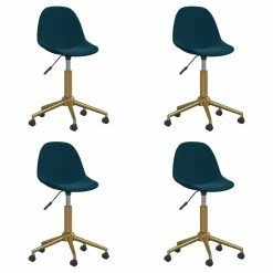 Null VidaXL Esszimmerstühle 4 Stk. Drehbar Blau Samt