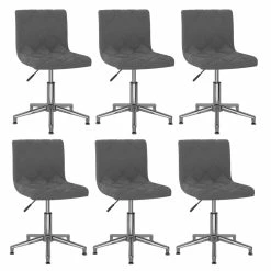 Null VidaXL Esszimmerstühle 6 Stk. Drehbar Dunkelgrau Samt