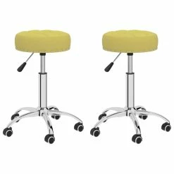 Null VidaXL Esszimmerstühle 2 Stk. Drehbar Grün Stoff