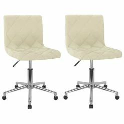 Null VidaXL Esszimmerstühle 2 Stk. Drehbar Creme Samt