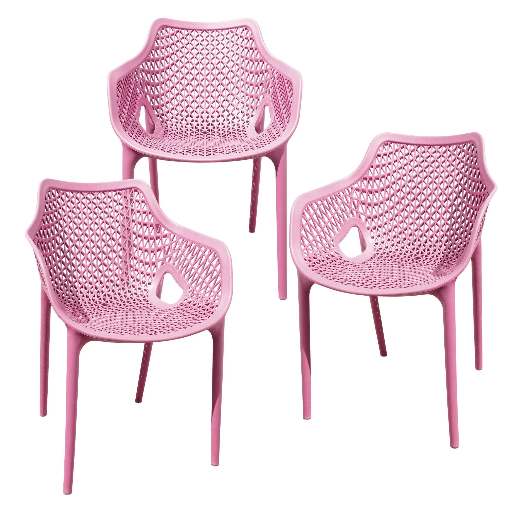 Null Gartensessel Gartenstuhl Kunststoff Stapelstuhl Armlehne Küchenstuhl Bistrostuhl 3 St. Weiß – Bild 2