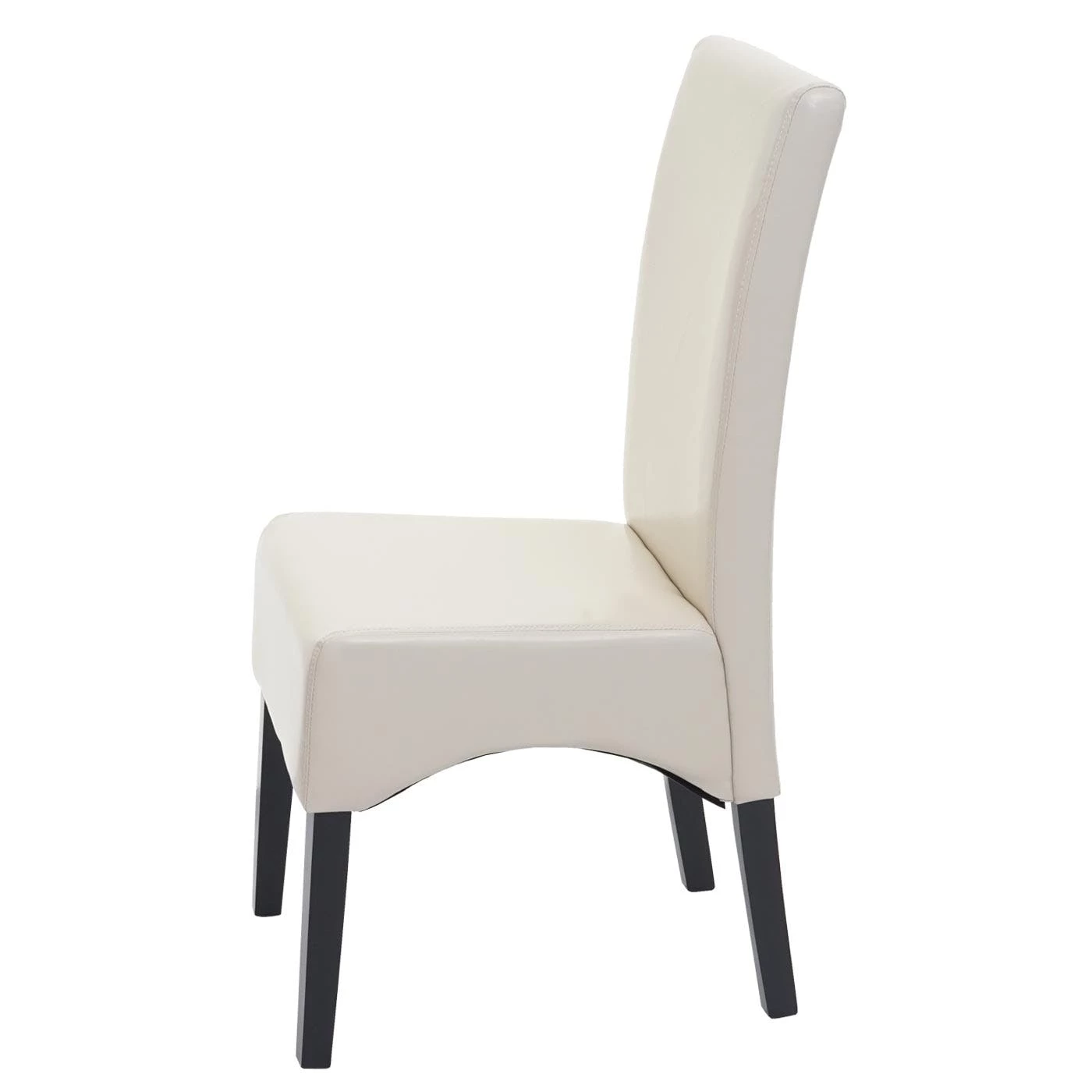 Null Esszimmerstuhl Latina, Küchenstuhl Stuhl, Leder ~ Creme, Dunkle Beine – Bild 3