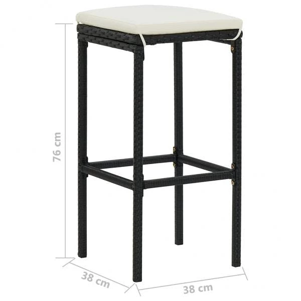 Null Barhocker Mit Kissen 4 Stk. Schwarz Poly Rattan – Bild 7