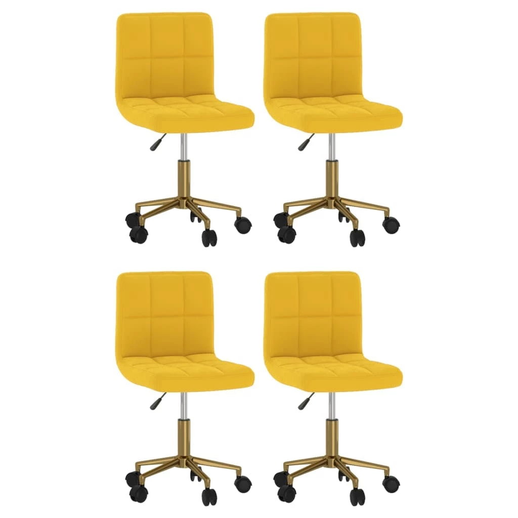 Null VidaXL Esszimmerstühle 4 Stk. Drehbar Senfgelb Samt – Bild 3