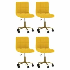 Null VidaXL Esszimmerstühle 4 Stk. Drehbar Senfgelb Samt