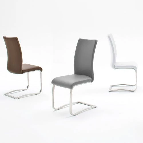 Null Raburg 2er-Set Esszimmerstuhl ARCO In SCHWARZ, Echtleder, Gestell SILBER – Bild 6