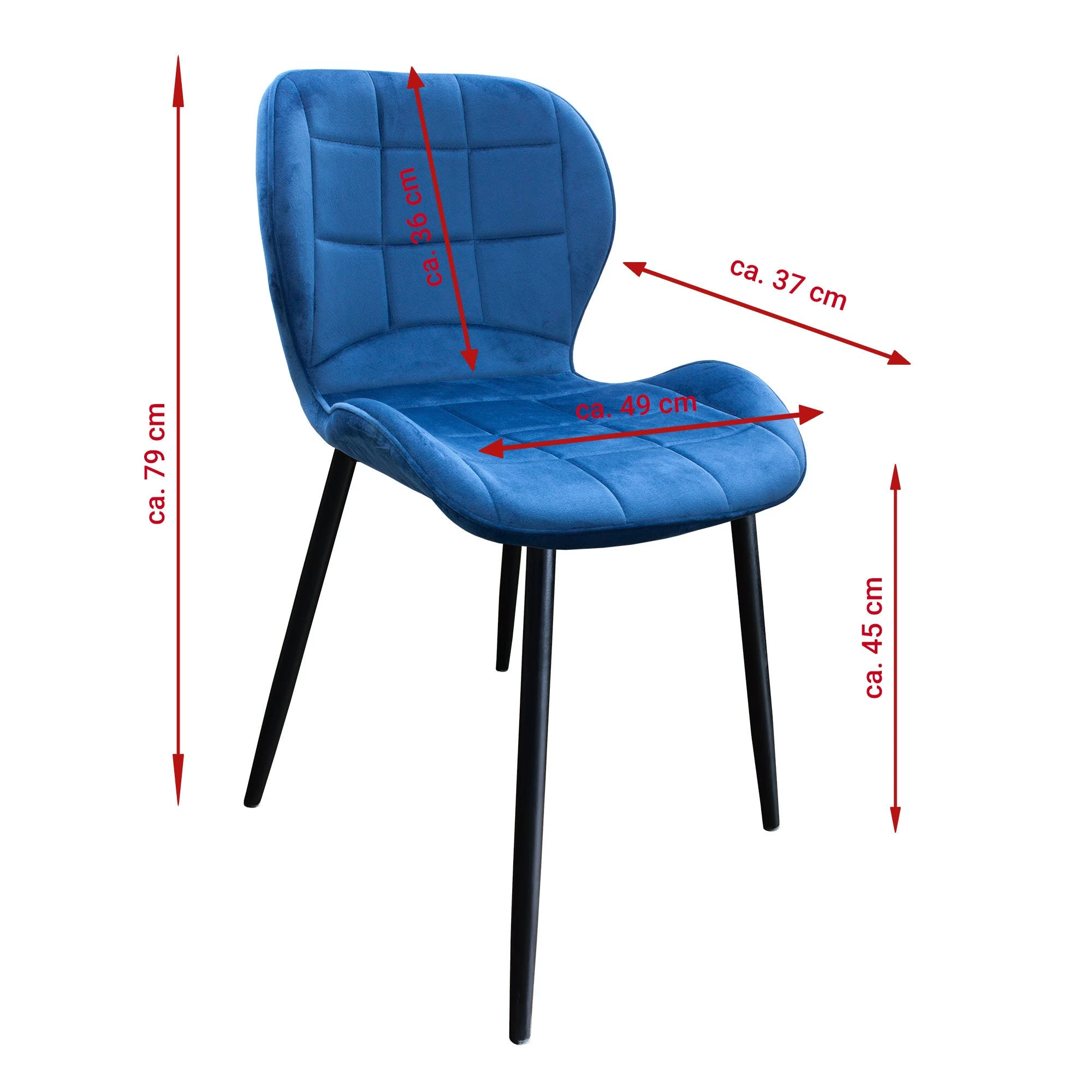 Null Esszimmerstuhl, Küchenstuhl , Mit Einem Samtvelours Bezug Und Einem Metallgestell 3 St. Samt - Navi – Bild 6
