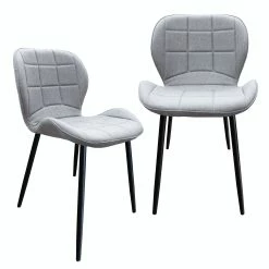 Null Esszimmerstuhl, Küchenstuhl , Mit Einem Samtvelours Bezug Und Einem Metallgestell 2 St. Stoffbezug - Grau