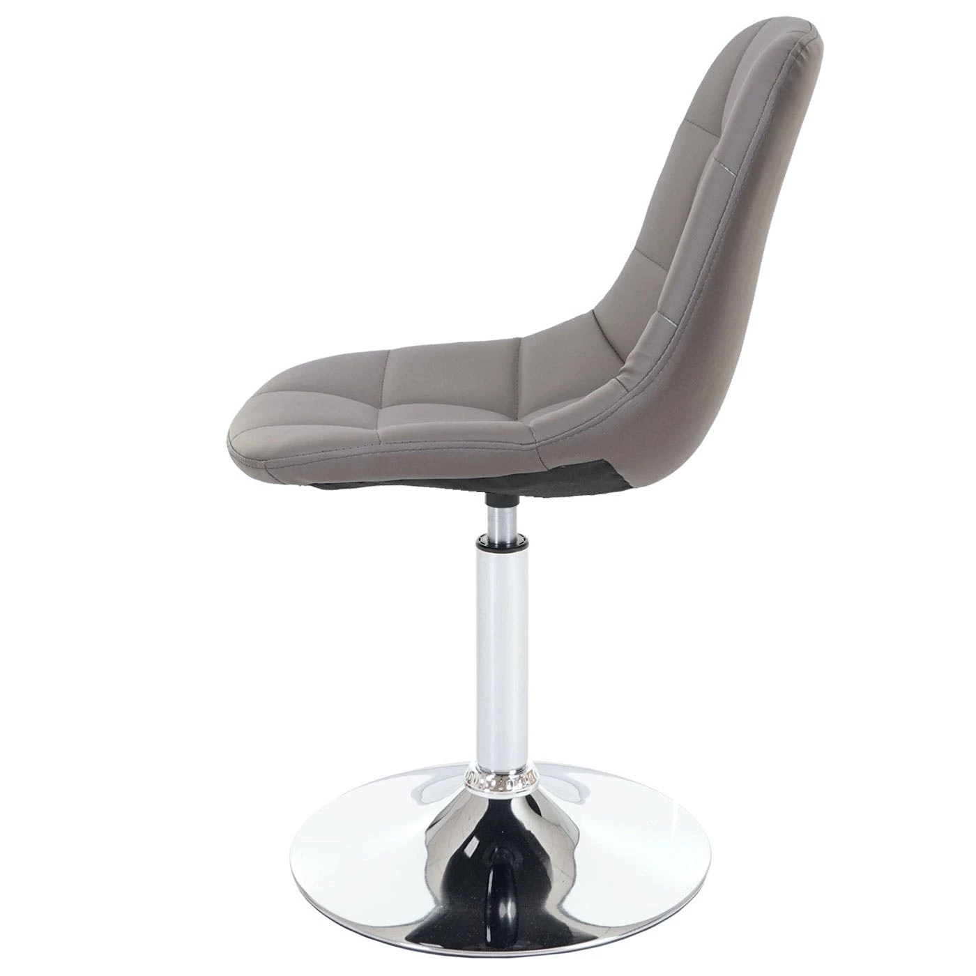 Null Esszimmerstuhl HWC-A60, Stuhl Drehstuhl, Retro 50er Jahre Design ~ Kunstleder Taupe-grau, Chromfuß – Bild 3