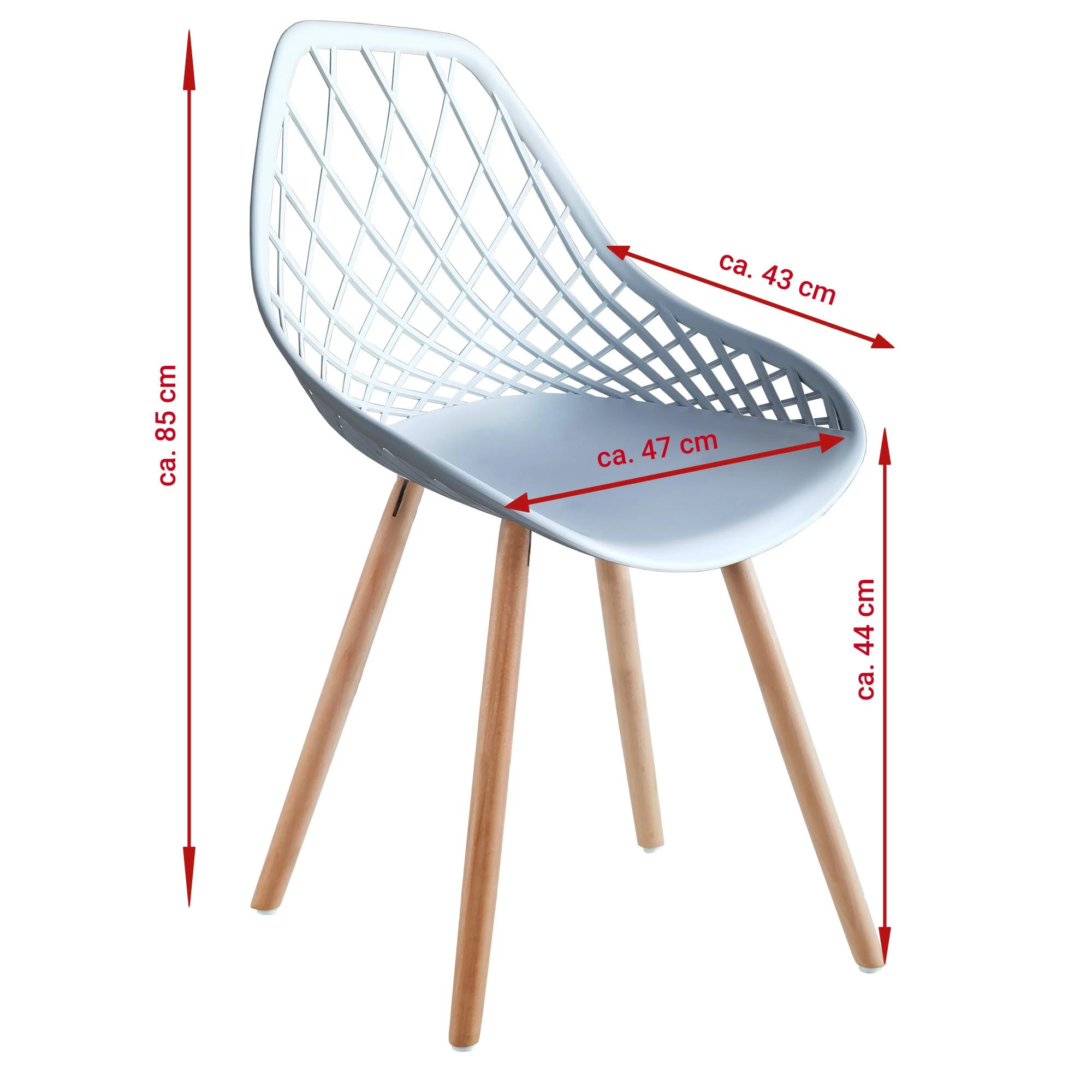 Null 2er 4er Set Design Kunststoffstuhl Küchenstuhl Esszimmerstuhl Gartenstuhl Stuhl Holzbein 2 St. Weiß – Bild 6