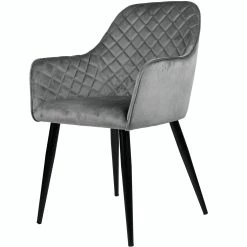 Null Essstuhl Esszimmerstuhl Wohnzimmerstuhl Stuhl Polsterstuhl Polster Samtbezug 1 St. Hellgrau