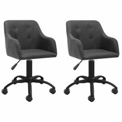 Null VidaXL Esszimmerstühle 2 Stk. Drehbar Dunkelgrau Stoff