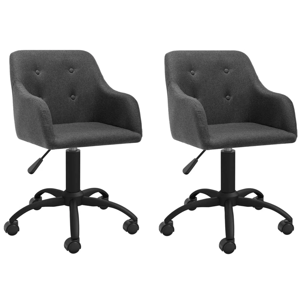Null VidaXL Esszimmerstühle 2 Stk. Drehbar Dunkelgrau Stoff – Bild 3