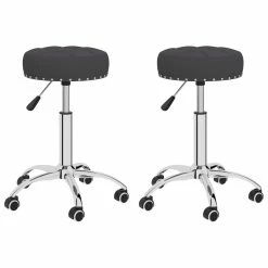 Null VidaXL Esszimmerstühle 2 Stk. Drehbar Schwarz Stoff