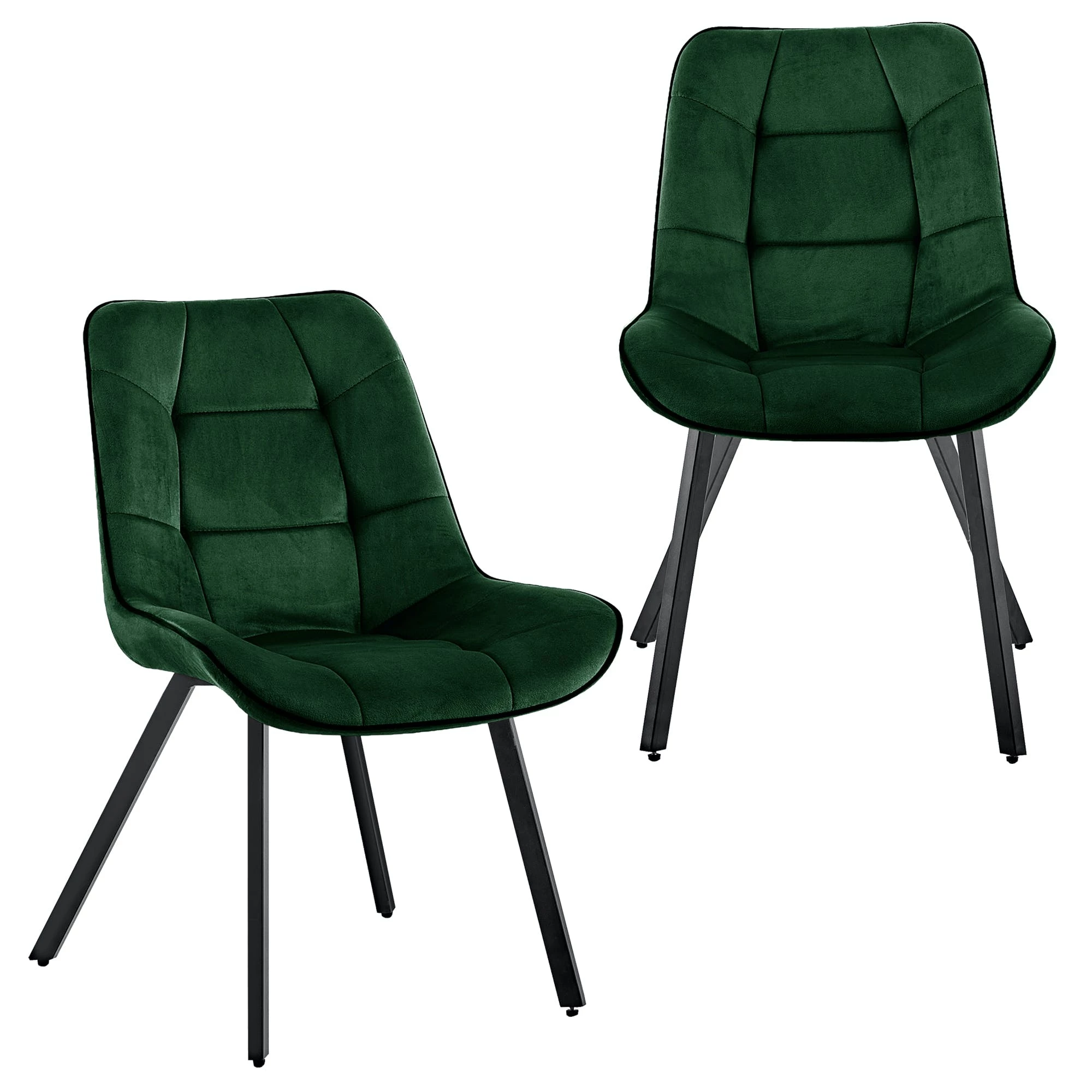 Null Samtstühle Stoffstühle Polsterstuhl Esszimmerstühle Küchenstühle Aus Samt Metallbeine 3 St. Grün – Bild 3