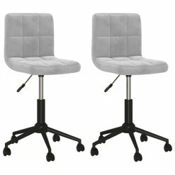 Null VidaXL Esszimmerstühle 2 Stk. Drehbar Hellgrau Samt