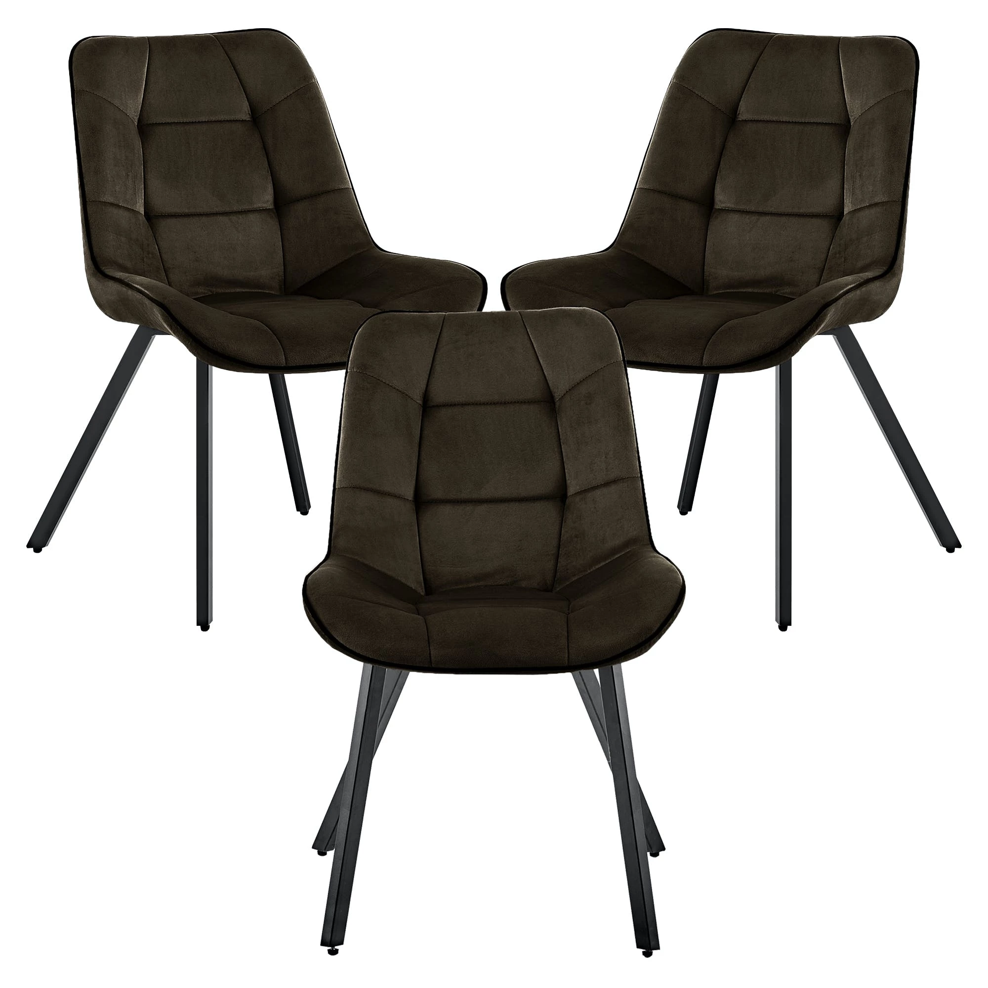 Null Samtstühle Stoffstühle Polsterstuhl Esszimmerstühle Küchenstühle Aus Samt Metallbeine 4 St. Braun – Bild 4