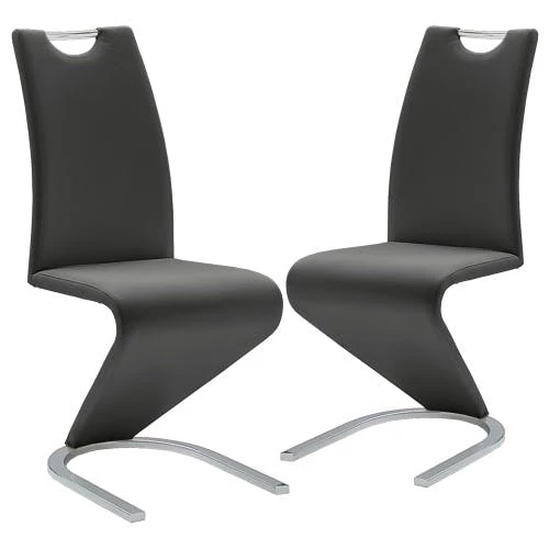 Null Raburg 2er-Set Esszimmerstuhl AMADO In GRAU, Kunstleder, Gestell CHROME – Bild 2