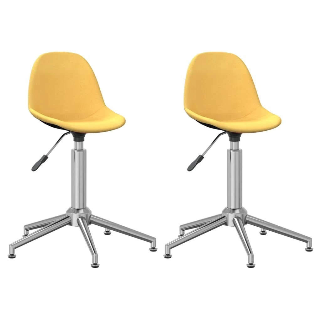 Null VidaXL Esszimmerstühle 2 Stk. Drehbar Senfgelb Stoff – Bild 5