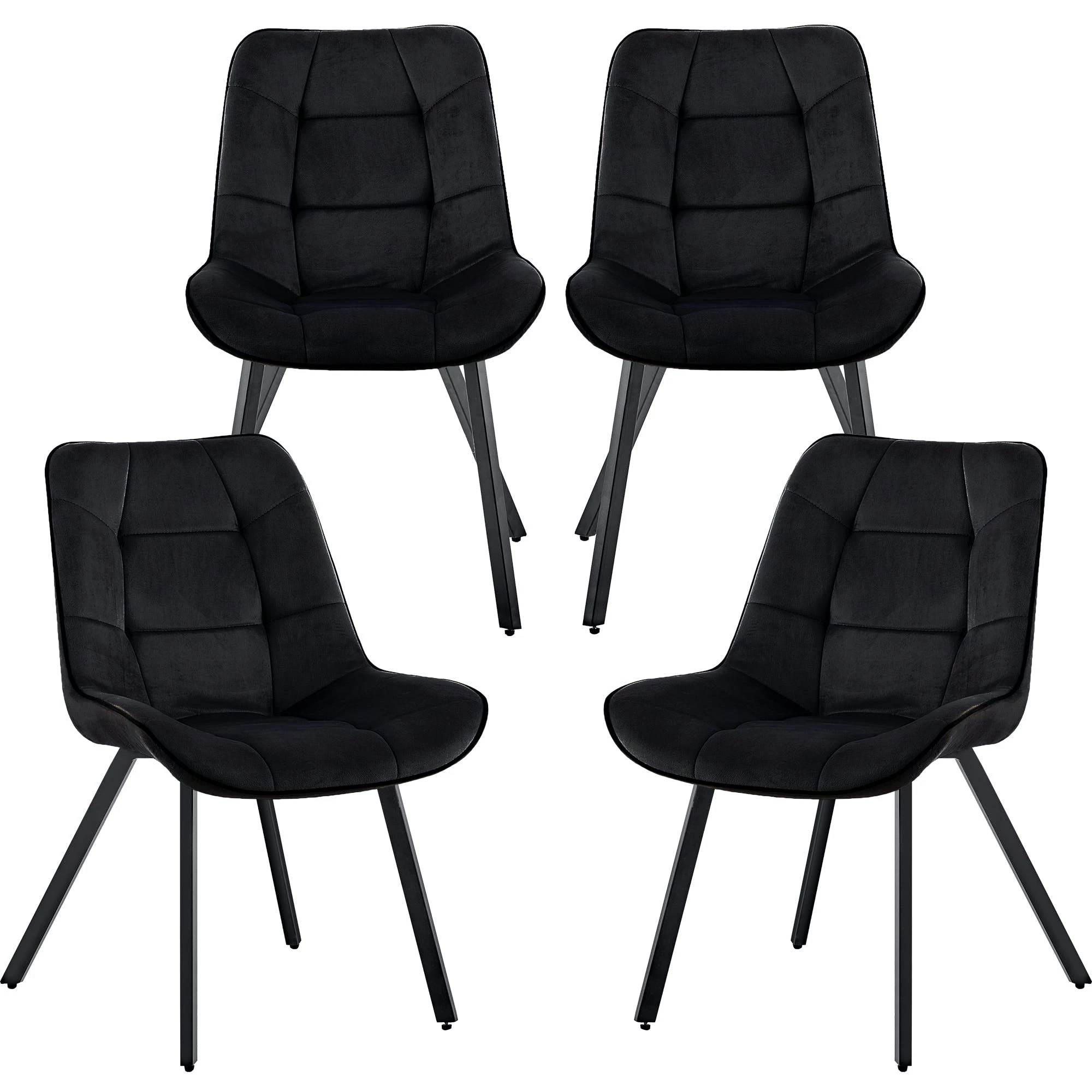 Null Samtstühle Stoffstühle Polsterstuhl Esszimmerstühle Küchenstühle Aus Samt Metallbeine 4 St. Braun – Bild 5