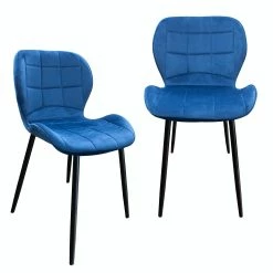 Null Esszimmerstuhl, Küchenstuhl , Mit Einem Samtvelours Bezug Und Einem Metallgestell 2 St. Samt - Navi