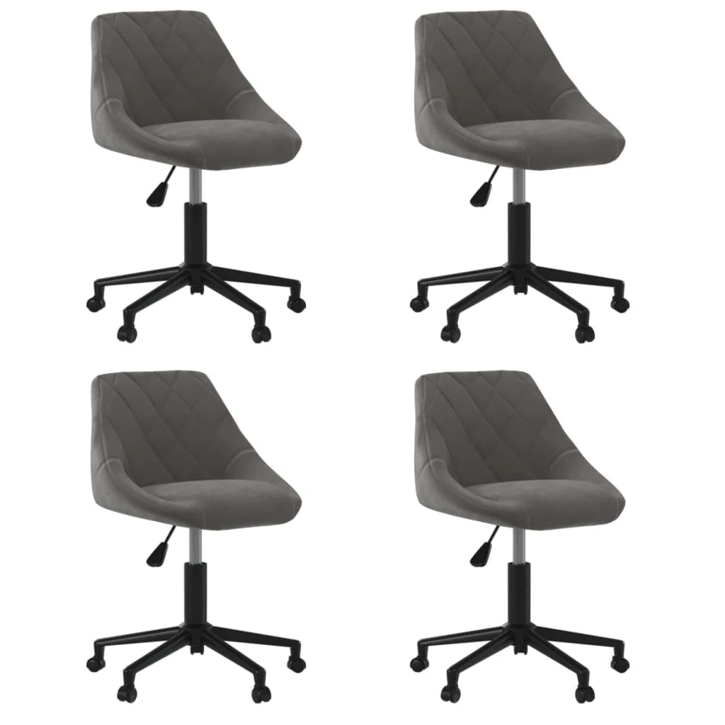 Null VidaXL Esszimmerstühle 4 Stk. Drehbar Dunkelgrau Samt – Bild 3