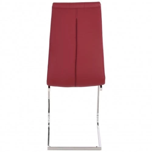 Null Raburg 2er Set Esszimmerstuhl LEONARDO In ROSSO-ROT - Gepolsterter, Gesteppter Freischwinger Aus Kunstleder, Gestell In Chrom, Italienisches Design – Bild 7