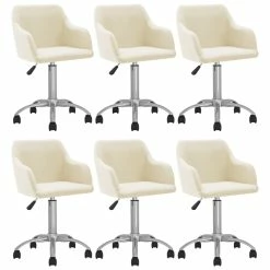 Null VidaXL Esszimmerstühle 6 Stk. Drehbar Creme Stoff
