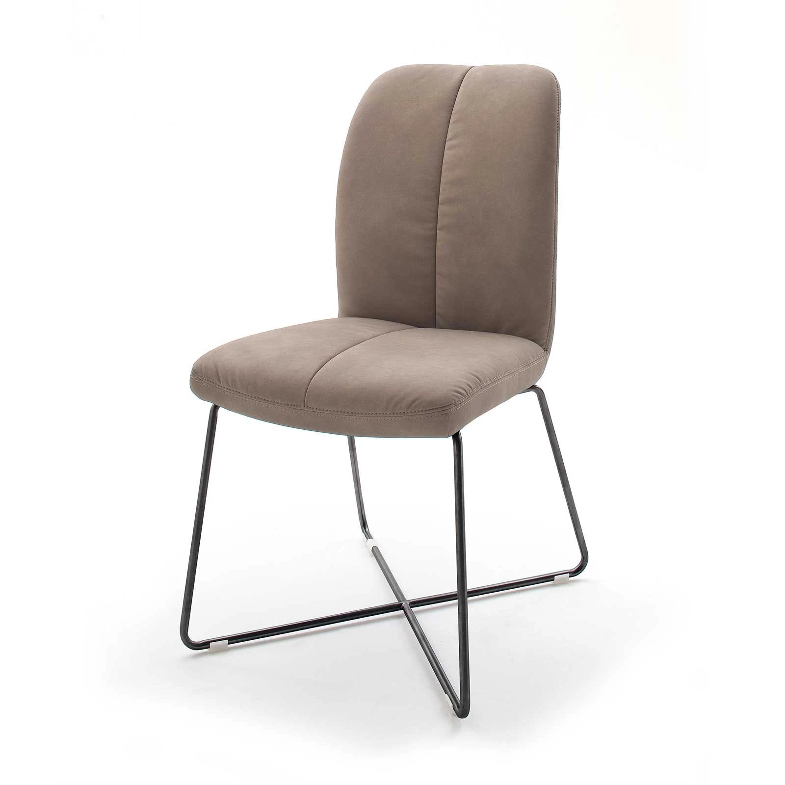 Null Stuhl 2er Set In Braun X- Kufengesgtell In Anthrazit Lackiert