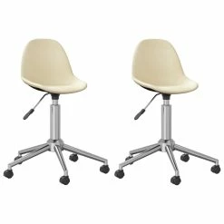 Null VidaXL Esszimmerstühle 2 Stk. Drehbar Creme Stoff