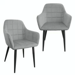 Null Essstuhl Esszimmerstuhl Wohnzimmerstuhl Stuhl Polsterstuhl Polster Samtbezug 2 St. Hellgrau