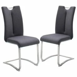 Null Raburg 2er-Set Esszimmerstuhl ARTOS XL In ANTHRAZIT, Feingewebe, Gestell In SILBER