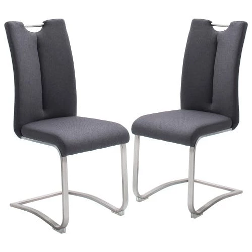 Null Raburg 2er-Set Esszimmerstuhl ARTOS XL In SCHWARZ, Echtleder, Gestell In SILBER – Bild 4