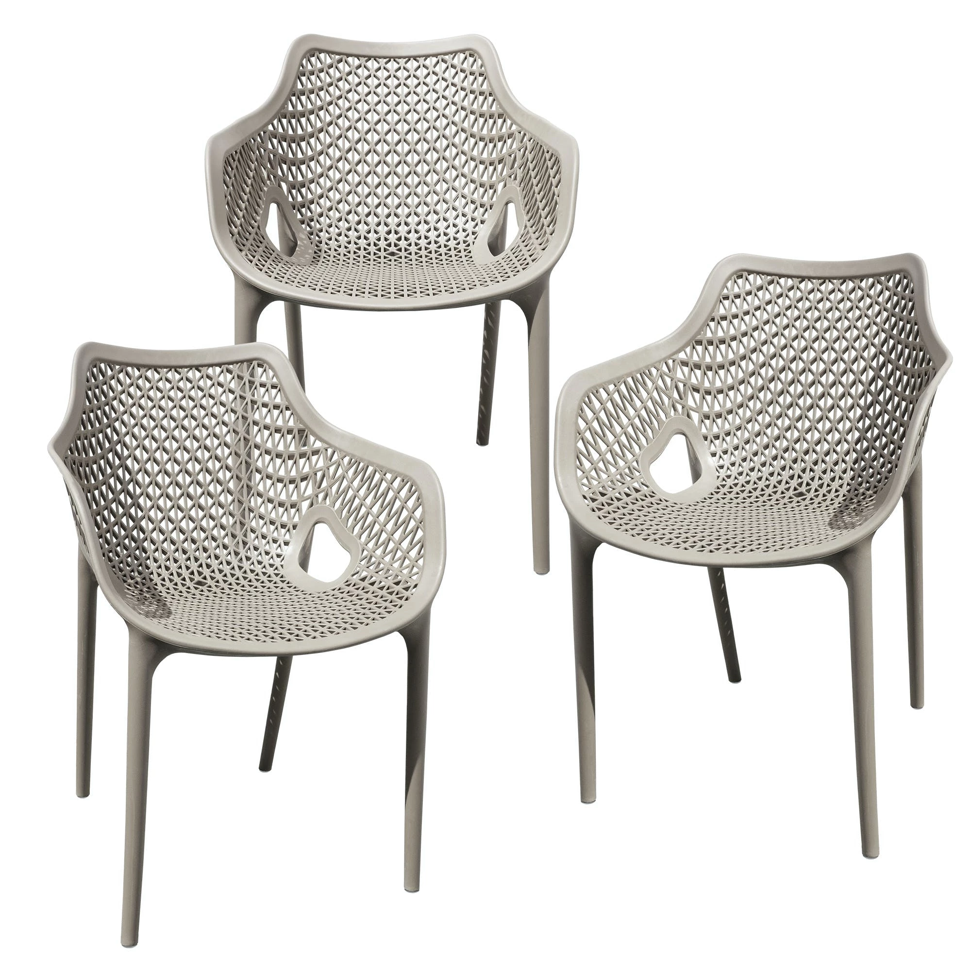 Null Gartensessel Gartenstuhl Kunststoff Stapelstuhl Armlehne Küchenstuhl Bistrostuhl 3 St. Weiß – Bild 5