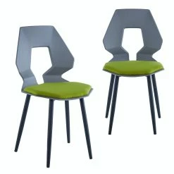 Null 2er 4er Set Design Stühle Esszimmerstühle Küchenstühle Wohnzimmerstuhl Bürostuhl Kunststoff 2 St. Grau / Dunkelgrün
