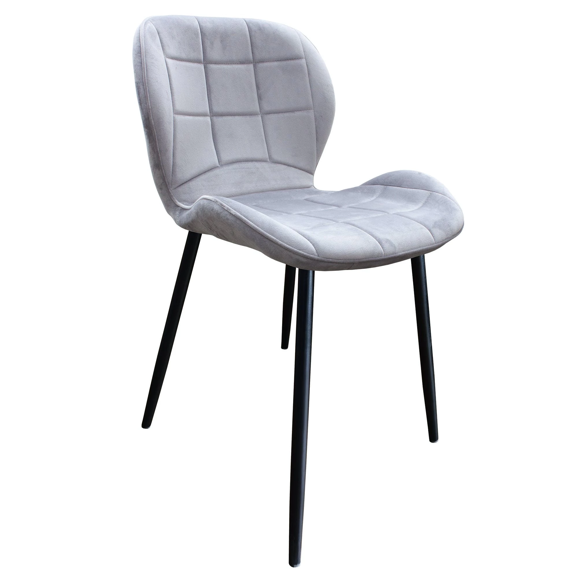 Null Esszimmerstuhl, Küchenstuhl , Mit Einem Samtvelours Bezug Und Einem Metallgestell 1 St. Stoffbezug - Grau – Bild 4