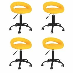Null VidaXL Esszimmerstühle 4 Stk. Drehbar Senfgelb Samt