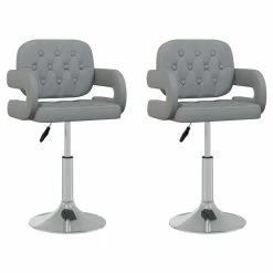 Null VidaXL Esszimmerstühle 2 Stk. Drehbar Grau Kunstleder