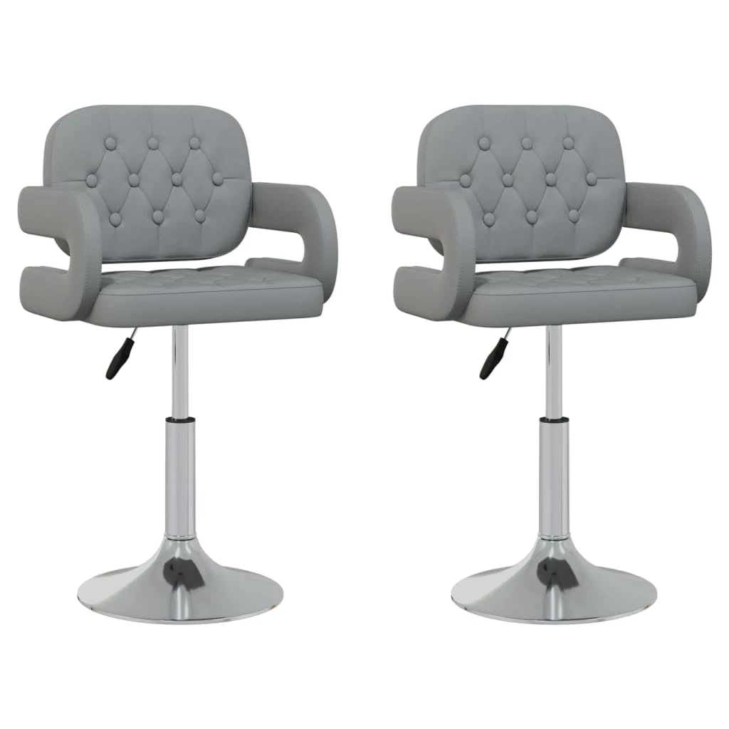 Null VidaXL Esszimmerstuhl Drehbar Grau Kunstleder – Bild 4