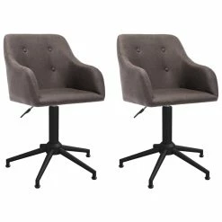 Null VidaXL Esszimmerstühle 2 Stk. Drehbar Taupe Stoff