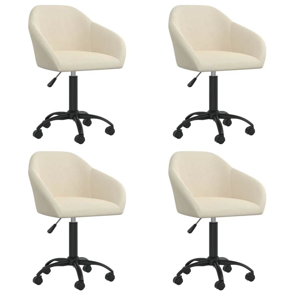 Null VidaXL Esszimmerstühle 4 Stk. Drehbar Creme Samt