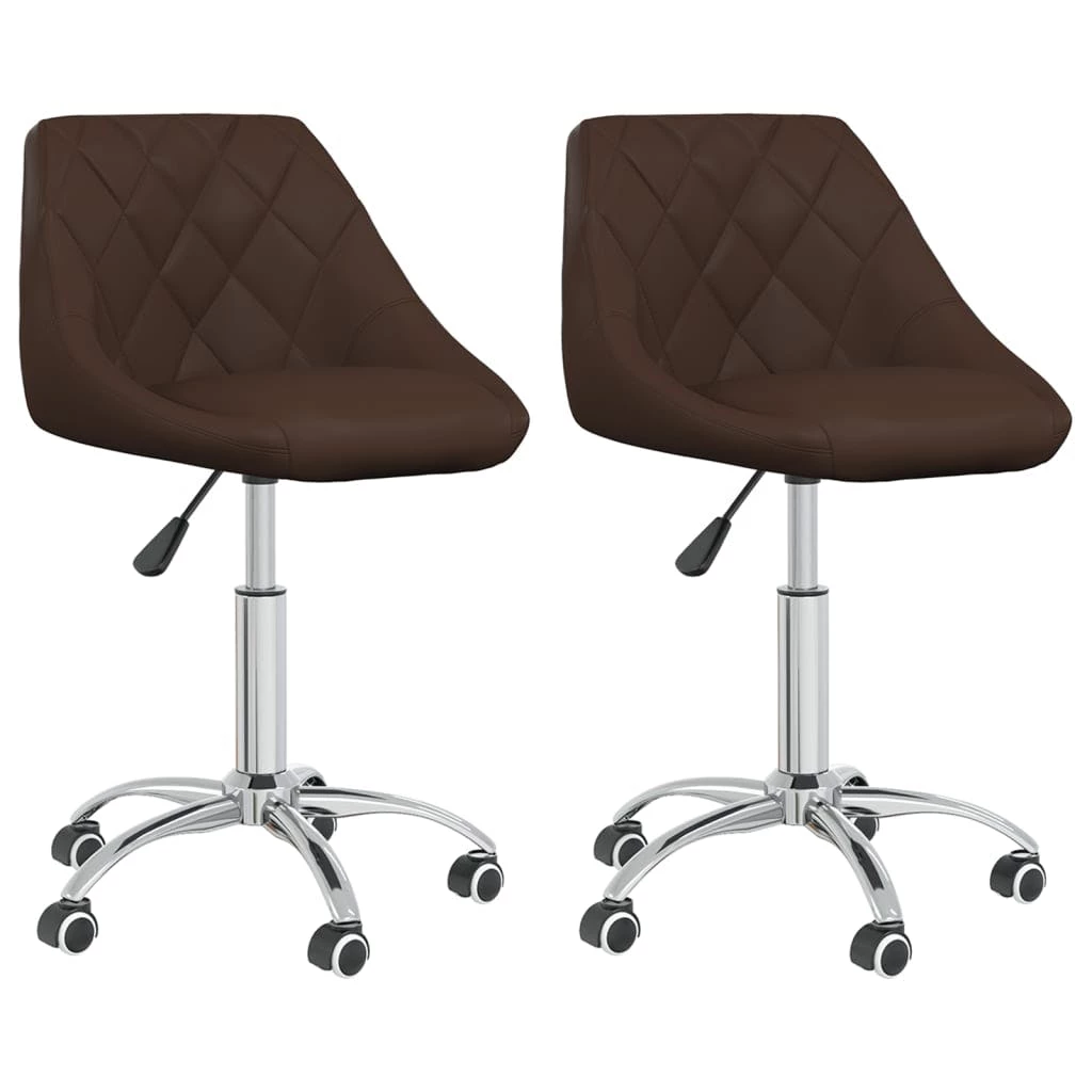 Null VidaXL Esszimmerstühle 2 Stk. Drehbar Braun Kunstleder – Bild 3