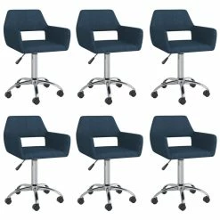 Null VidaXL Esszimmerstühle 6 Stk. Drehbar Blau Stoff