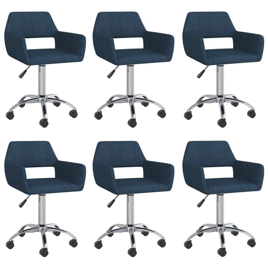 Null VidaXL Esszimmerstühle 6 Stk. Drehbar Blau Stoff – Bild 2