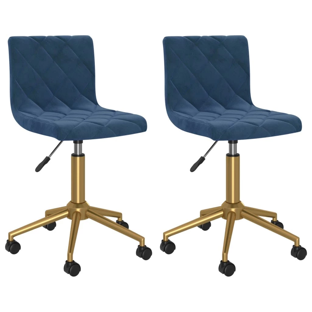 Null VidaXL Esszimmerstühle Drehbar 2 Stk. Blau Samt – Bild 3